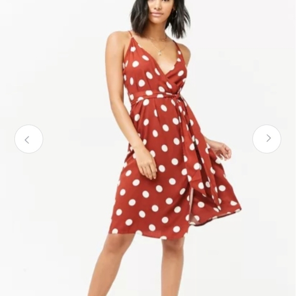Forever 21 Burgundy and White Polka Dot Midi Dress - Picture 4 of 6